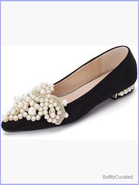 Rhinestone Sparkle Pointed Toe Flats Slip On Comfort Wedding Dress Shoes